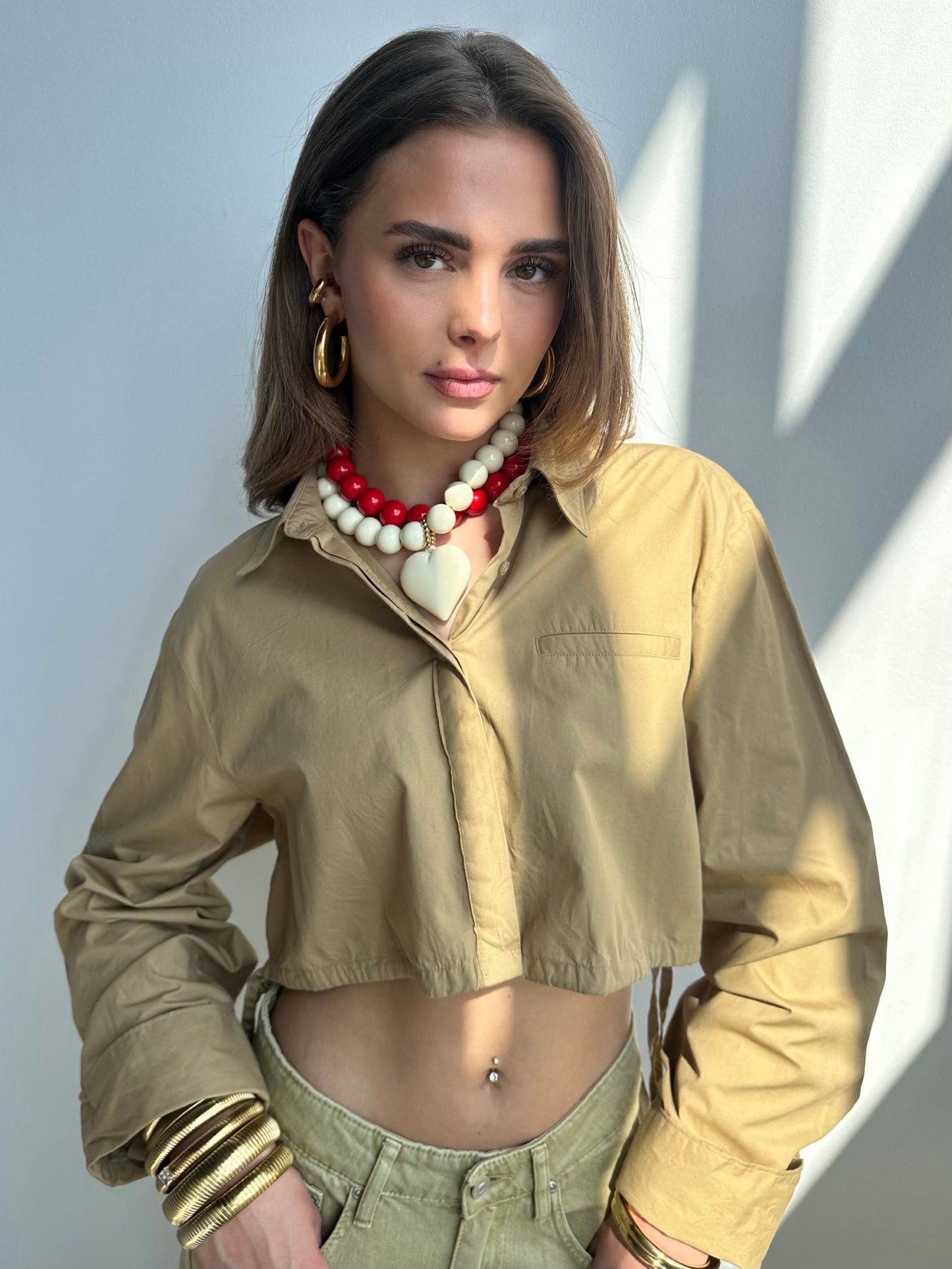 Alexia ketting - beige / hart