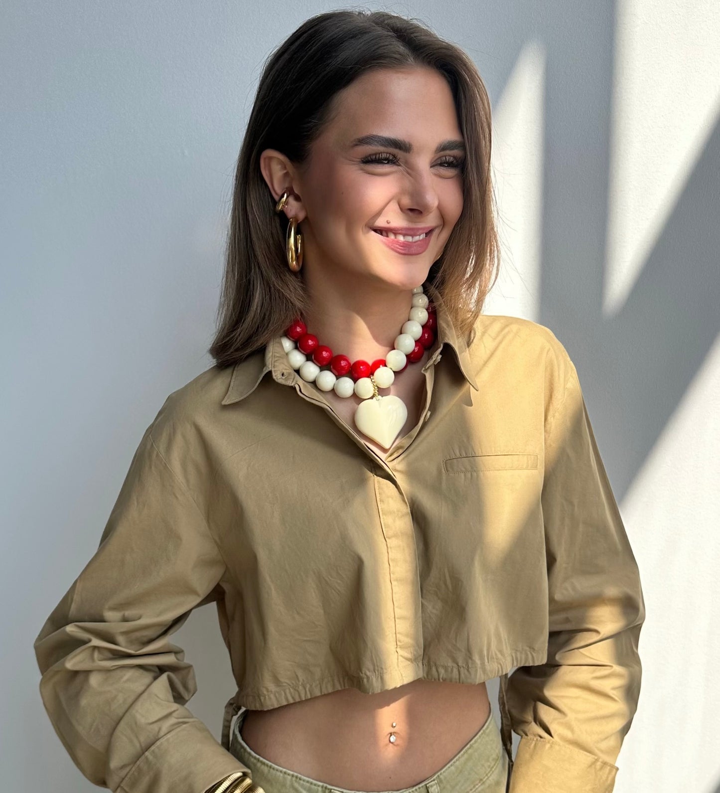 Alexia ketting - beige / hart