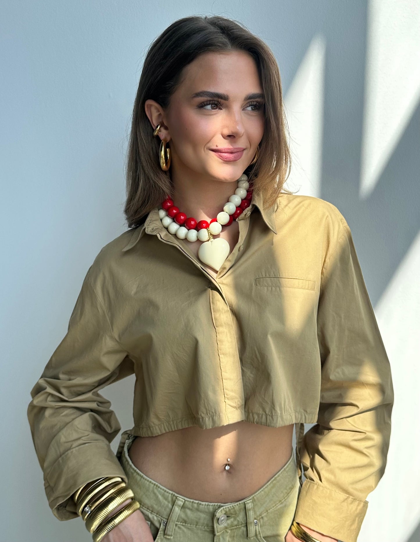 Alexia ketting - beige / hart