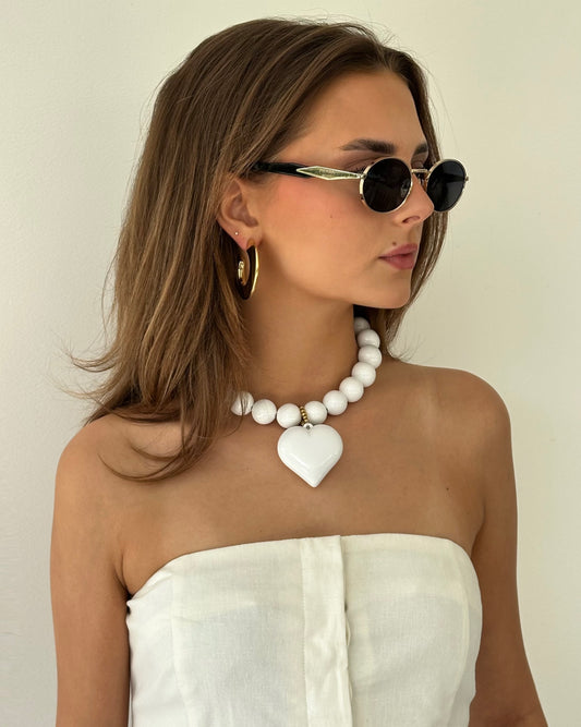 Alexia necklace - white / heart